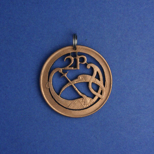 Irland 2 Pingin <br> <br> Zierinitiale U in Vogelform aus dem Book of Kells <br> <br> Bronze <br> <br> ø 25.91 mm <br> <br> Standardausführung 75 €