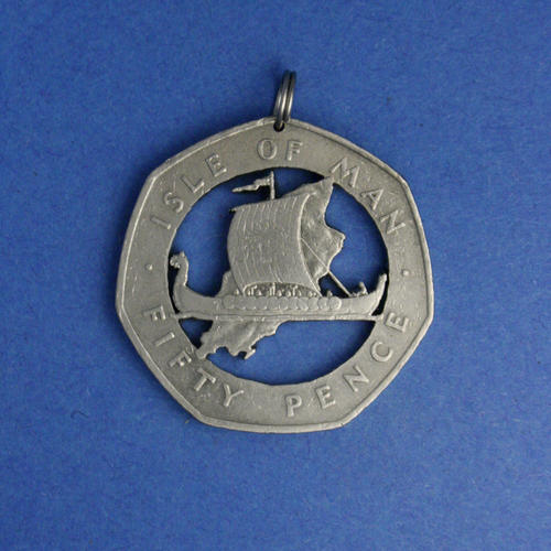Isle of Man 50 Pence <br> <br> Wikingerschiff <br> <br> Silberfarben <br> <br> ø 30 mm <br> <br> Standardausführung 95 €