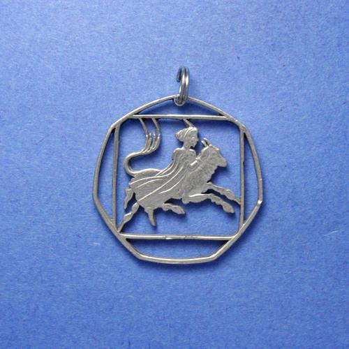 50 Sent <br> <br> Europa auf dem Stier <br> <br> Silberfarben <br> <br> ø 26 mm <br> <br> Standardausführung 90 €