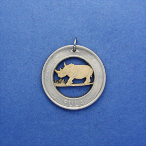 Botswana 2 Pula <br> <br> Südliches Breitmaulnashorn <br> <br> Bimetall <br> <br> ø 27 mm <br> <br> Standardausführung 85 €